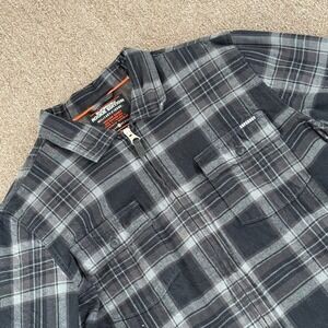 Superdry Rookie Edition Men XXL Black Grey Plaid Zip Flannel Shirt Jacket